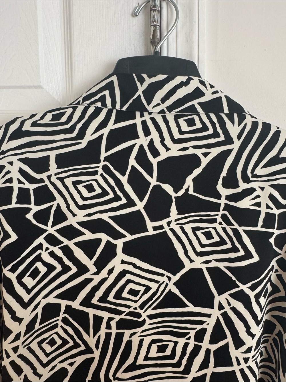 Notations Woman Vintage Geometric Shirt Jacket Top 1X Black White Shoulder Pads - Picture 12 of 13